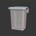 White Perforated Trash Can With Lid For Home Use Equipment Design