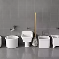Other White Ceramic Bathroom Products Including Sinks And Mop Basin With Grey Tile Wall