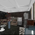 Elegant KTV Lobby Interior Featuring Marble Wall Front Desk And Modern Lighting Design 3d model