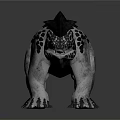 3D Game Movie Character Gray Reptile Creature With Black Spikes Spots And Sharp Claws