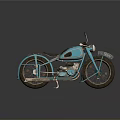 Vintage Blue Motorcycle With Classic Design Black Seat And Retro Style