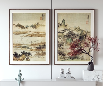 New Chinese Landscape Painting Decorative Painting Hanging Painting 3d model