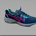 Blue Sports Shoes with Pink Teal Accents Mesh Upper and White Green Sole