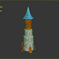 Unique Tower Structure With Blue Spire Orange And White Body And Orange Support Bases