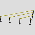 Sturdy Black Posts With Yellow Caution Tape For Safety Isolating Construction Area 3d model