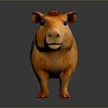 3D Animated Capybara Game Character With Orange Brown Fur Shiny Texture And Standing Pose
