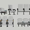 Public Chairs With Various Designs Metal Frame And Gray Fabric Seats