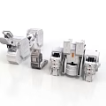 Silver Mechanical Robot Models With Intricate Structural Components And Design