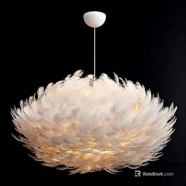 White Feather Chandelier Modern Design With Soft Lighting For Home Decor 3d model 