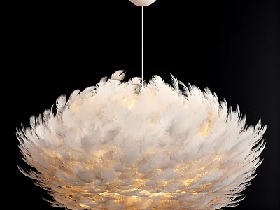 White Feather Chandelier Modern Design With Soft Lighting For Home Decor 3d model