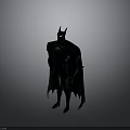 Batman Black Silhouette with Cape and Ears Standing on Gray Gradient Background