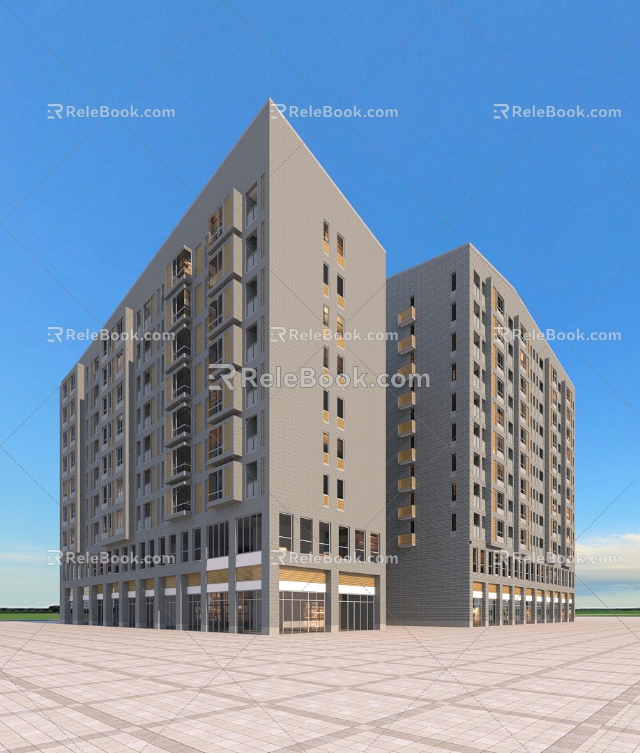 Modern multi-storey office building public construction 3d model