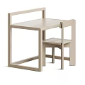 Modern Blue Desk With Matching Stool And Simple Wooden Structure Design