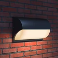 Modern Wall Lamps Mounted on Red Brick Wall with Black Frame and White Shade