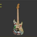 Colorful Electric Guitar With Sticker Design For Home Decor And Daily Use