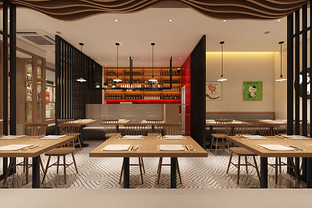 Modern Restaurant Bar 3d model