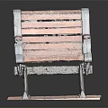 Wooden Outdoor Chair With Metal Armrests And Brick Paved Base Design
