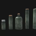Vintage Medical Instruments Green Glass Bottles With Antique Labels For Early Medicine Storage