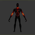 3D Humanoid Character With Red Glowing Detailed Bio Inspired Body Structures