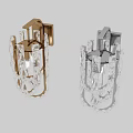 Elegant Crystal Wall Sconces with Silver and Gold Bases and Transparent Decor