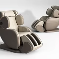 Modern Beige and Brown Leather Massage Chair with Ergonomic Design and Comfortable Seating