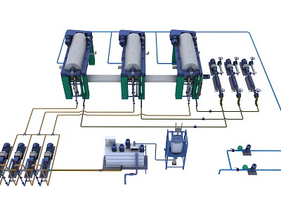 Industrial Equipment System With Multiple Units Piping And Connecting Components 3d model