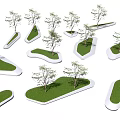Modern Tree Pit Landscape Design With Multiple Trees And Green Grass 3d model