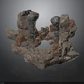 Natural Rock Formation Structure With Stacked Gray Brown Stones And Hollow Space