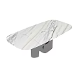 Modern Dining Table with White Marble Top and Black Curved Legs in Contemporary Design