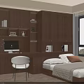 Tatami Bedroom Interior With Wooden Cabinets Desk Computer And Window Decor