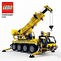 LEGO Technic Yellow Crane Model Toy with Boom Wheels and Lifting Hook 3d model