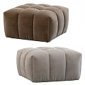 Plush Velvet Tufted Ottoman With Soft Blanket In Neutral Hues For Living Room Decor