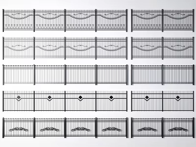 Various Decorative Fence Designs With Ornate Patterns And Geometric Details 3d model