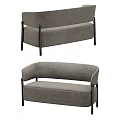 Gray Fabric Sofa with Black Metal Legs Modern Design Comfortable Seating 3d model
