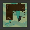 Scenic Wooden Dock Landscape with Clear Water Sandy Bottom and Underwater Cave