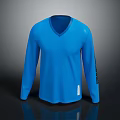 Classic Blue V Neck Long Sleeve Casual Shirt With Side Logo Design