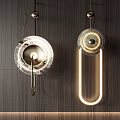 Modern Wall Lamps with Glass Design and Warm Glow on Dark Wooden Wall