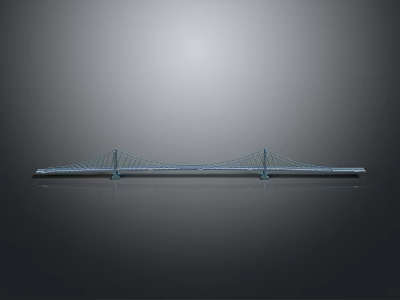 Modern Blue Cable Stayed Bridge With Two Main Towers Spanning Gray Background 3d model