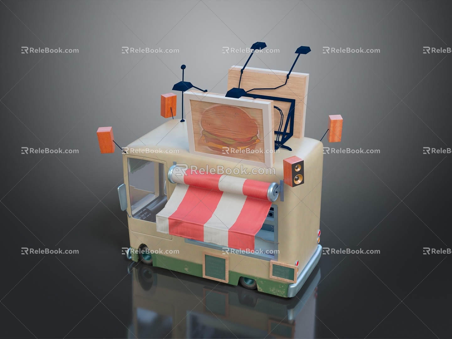 Food Truck Food Vending Vehicle Mobile Food Truck Mobile Vendor Mobile Vendor Car Dining Car Mobile Dining Car 3d model