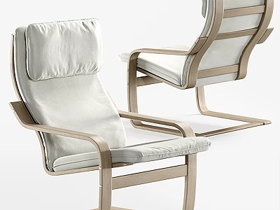 Comfortable Modern Leisure Chair With Soft Beige Fabric Cushion And Wooden Frame Design 3d model