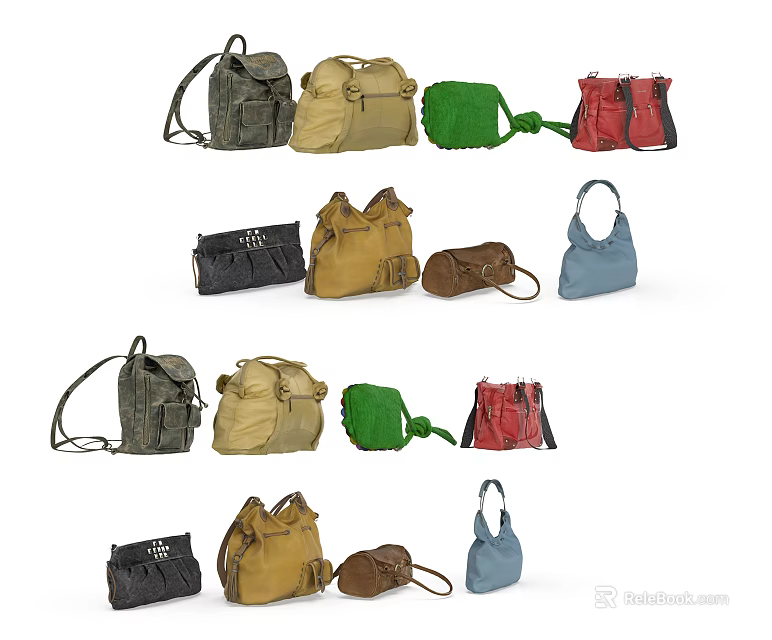 Various Fashionable Bags Collection With Different Colors And Styles For Daily Use 3d model 
