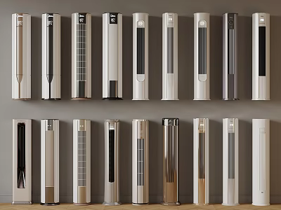 Modern Vertical Home Appliances With Various Colors And Designs On 3d model