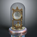Vintage Copper Mantel Clock With Glass Dome Cover And Ornate Base Design