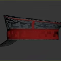 Gray Military Style Cap With Red Band And Round Badges