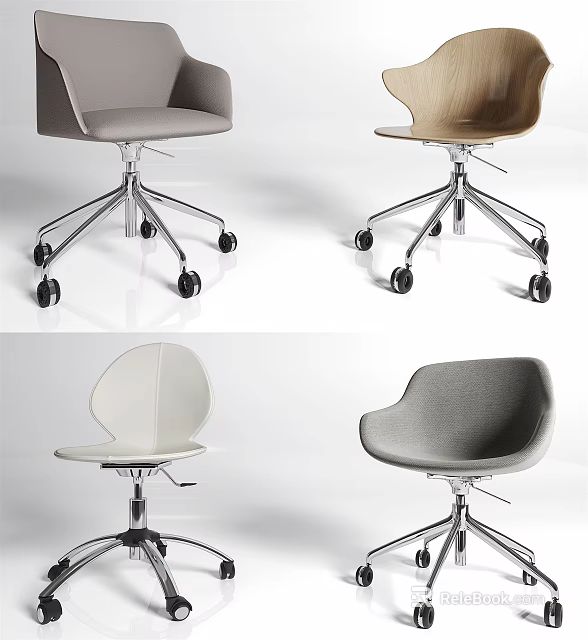 Modern Office Chair Designs With Swivel Base And Multiple Color Options 3d model 