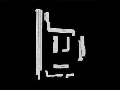Various Pipe Components Including Elbows Tees Straight Sections and Connectors 3d model