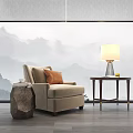 Modern Single Sofa Coffee Table Combination Casual Chair Fabric Sofa Coffee Table Sofa Corner 3d model