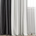 Gray And White Sheer Layered Curtains For Window In Home Interior Decor