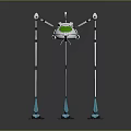 Mechanical Creature Robotic Character Featuring Six Legs Green Circle And Blue Feet