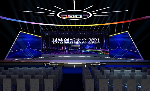 Technology Blue Stage Design 3d model